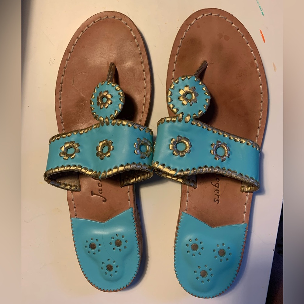 Teal Jack Rogers flip flops